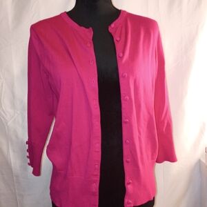 Audrey & Grace Fuchsia Button-Up Cardigan